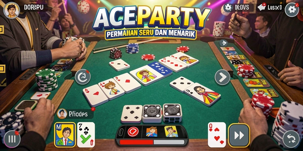 Tampilan gameplay seru dalam permainan domino ACEPARTY.