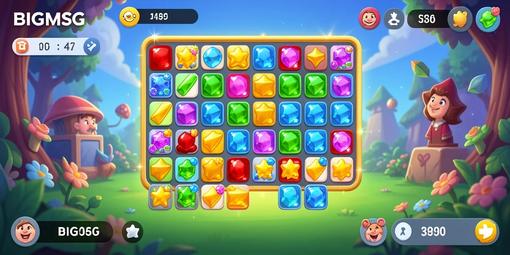 Tampilan gameplay seru dari BIGMSG dengan elemen match-3 yang menarik.