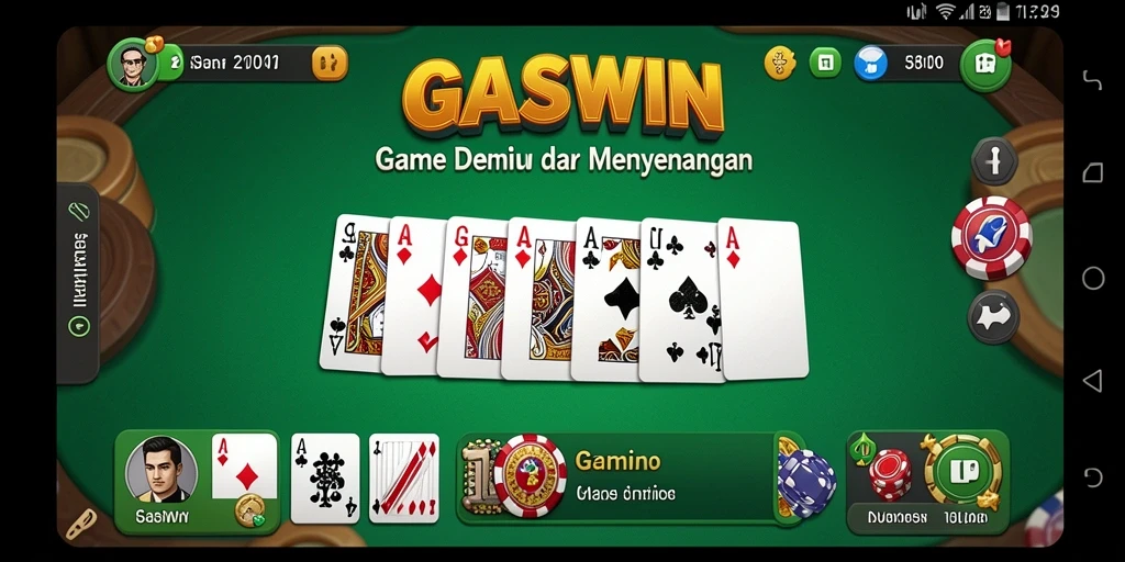Tampilan gameplay seru dalam GASWIN yang menunjukkan kartu Domino.