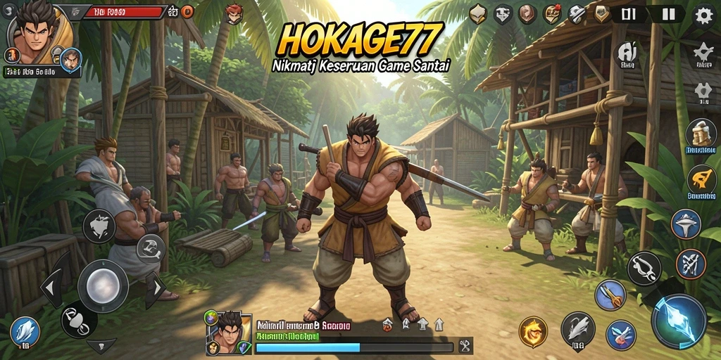 Screenshot HOKAGE77 menunjukkan gameplay seru dengan grafis colorful.