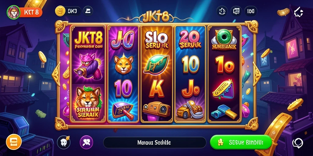 Screenshot gameplay <strong>JKT8</strong> menampilkan mesin slot yang menawan dan fitur bonus yang menarik.