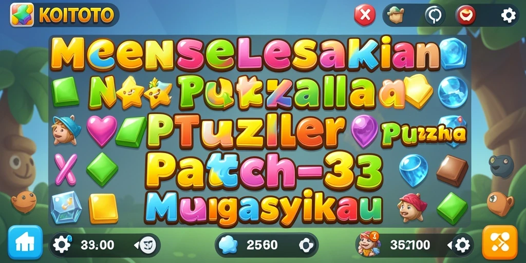 Screenshot utama KOITOTO memperlihatkan gameplay Match-3 yang seru dan colorful.