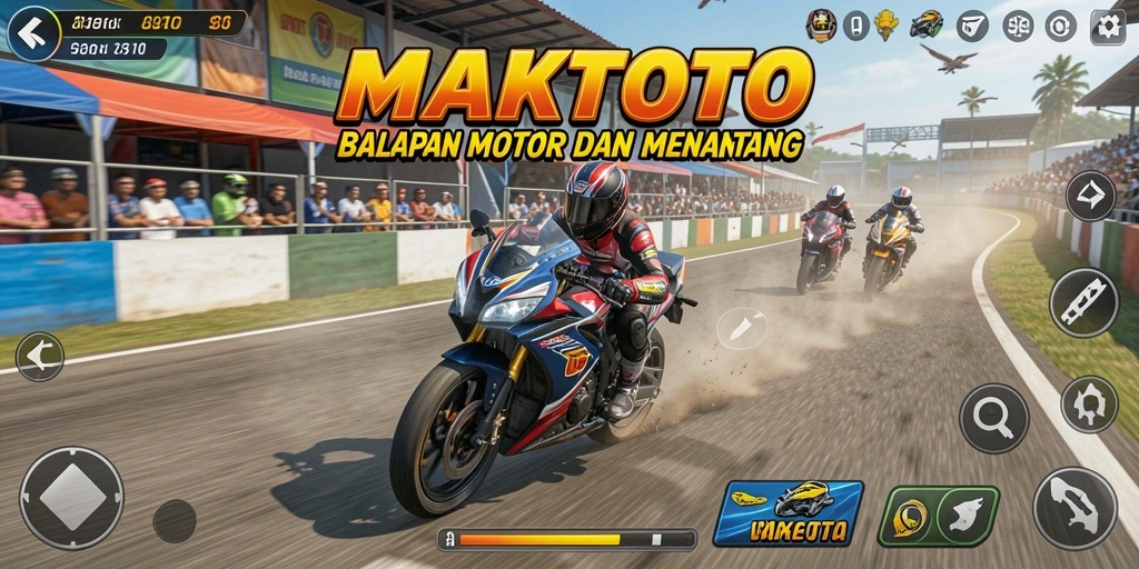 Tampilan balapan seru di MAKTOTO dengan berbagai trek menantang.