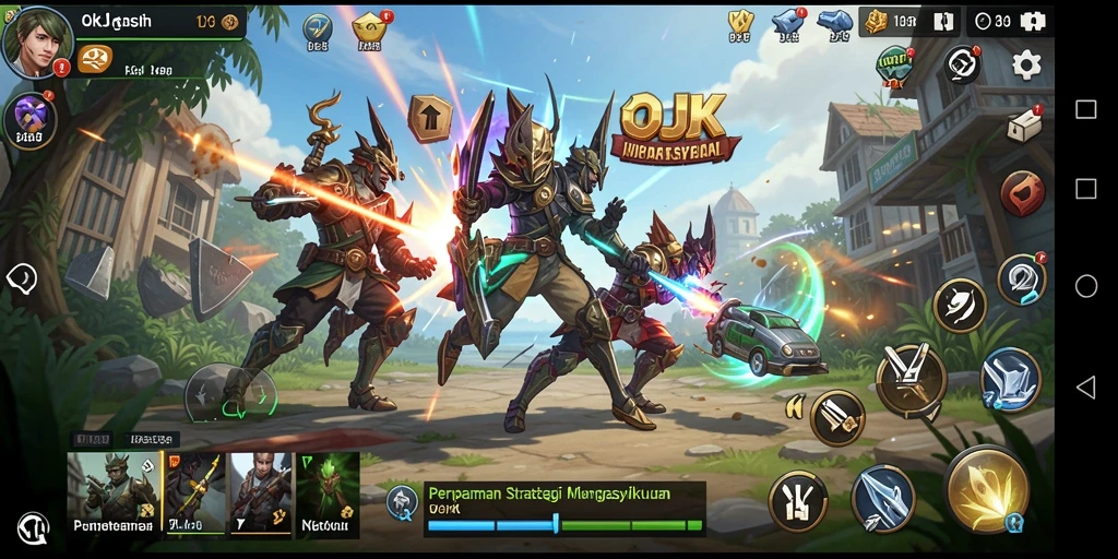 Tangkapan layar gameplay OKJK yang menampilkan pertempuran strategi.