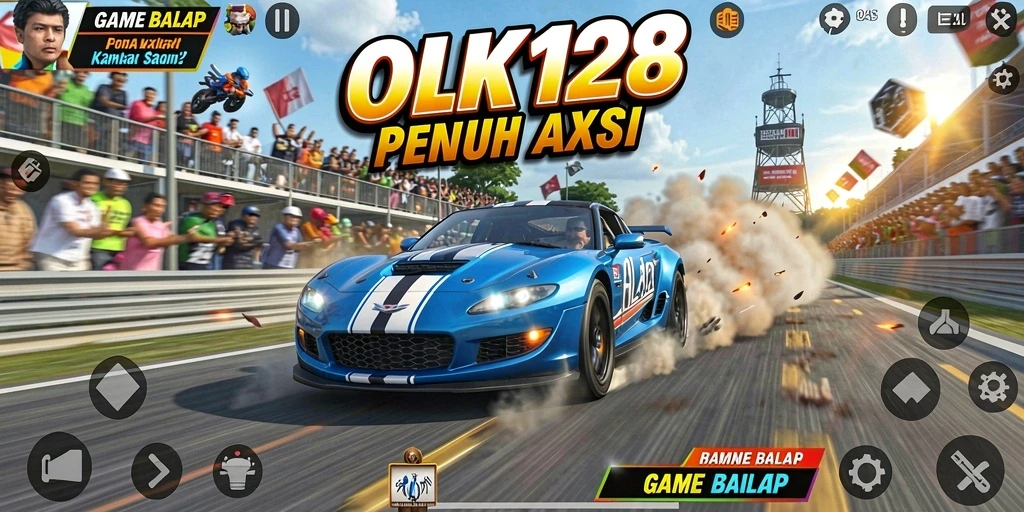 Screenshot menampilkan intensitas balapan di OLX128 dengan grafik yang memukau.