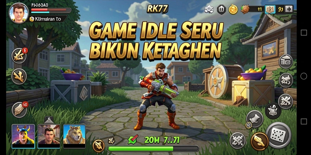 Tampilan gameplay <strong>RK77</strong> yang mengasyikkan dengan karakter dan item menarik.