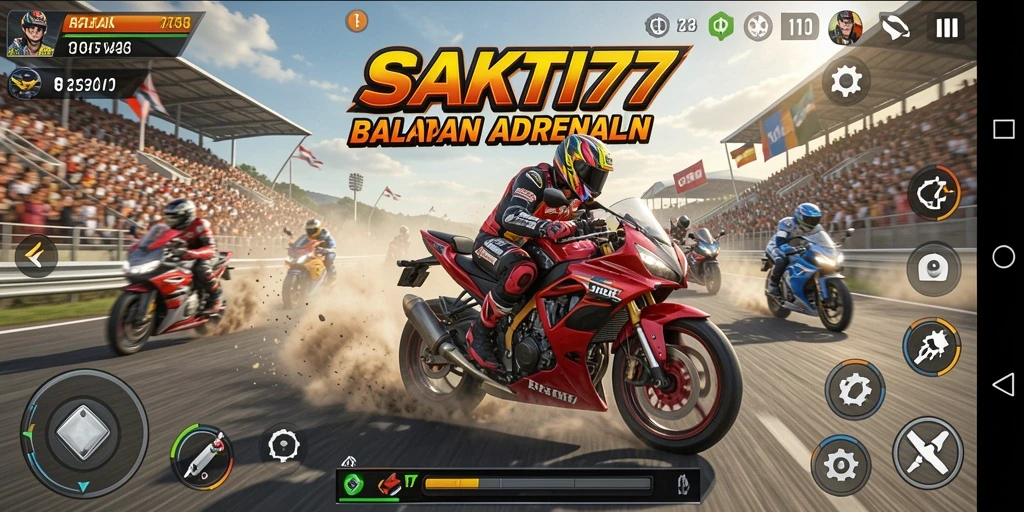 Screenshot gameplay SAKTI77 menampilkan aksi balapan yang mendebarkan.