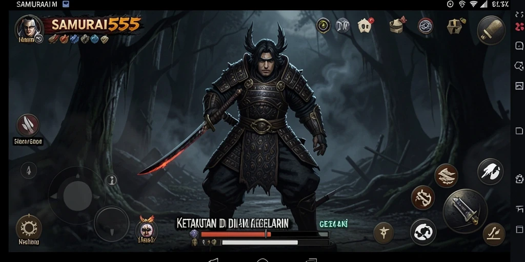 Screenshot gameplay <strong>SAMURAI555</strong> yang menampilkan momen menegangkan di kegelapan.