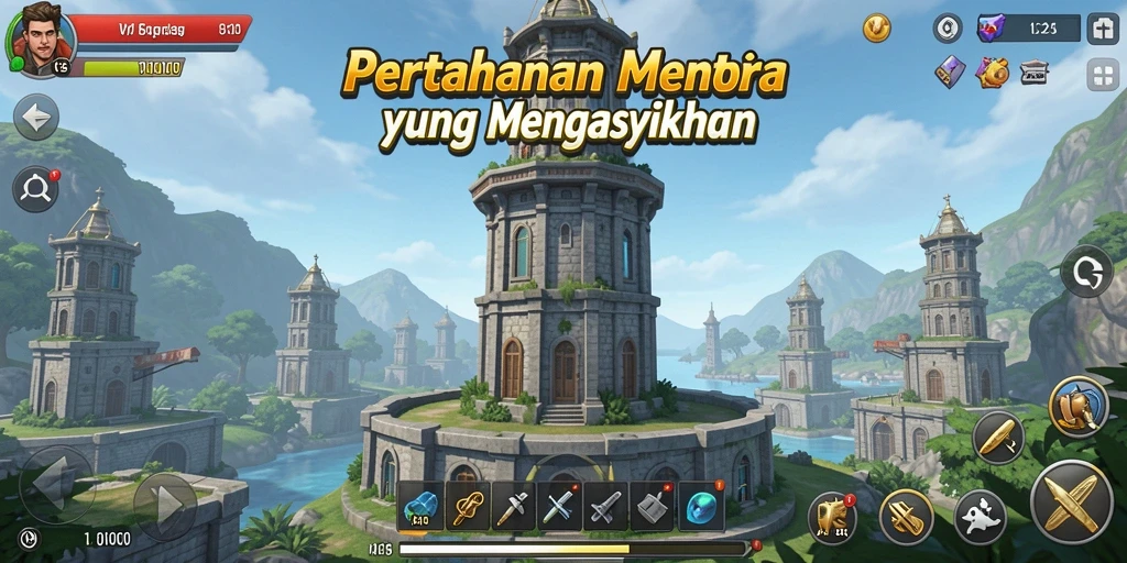 Gameplay VC55 yang seru dalam pertahanan menara.